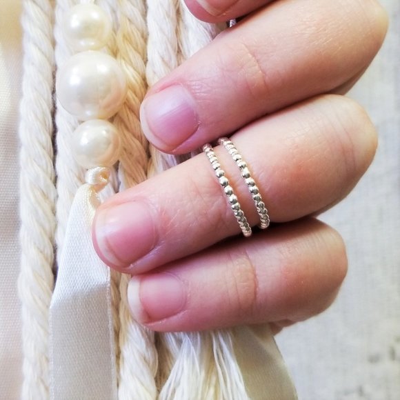 Jewelry - {nwt} Sterling Silver Beaded Midi Rings - set of 2